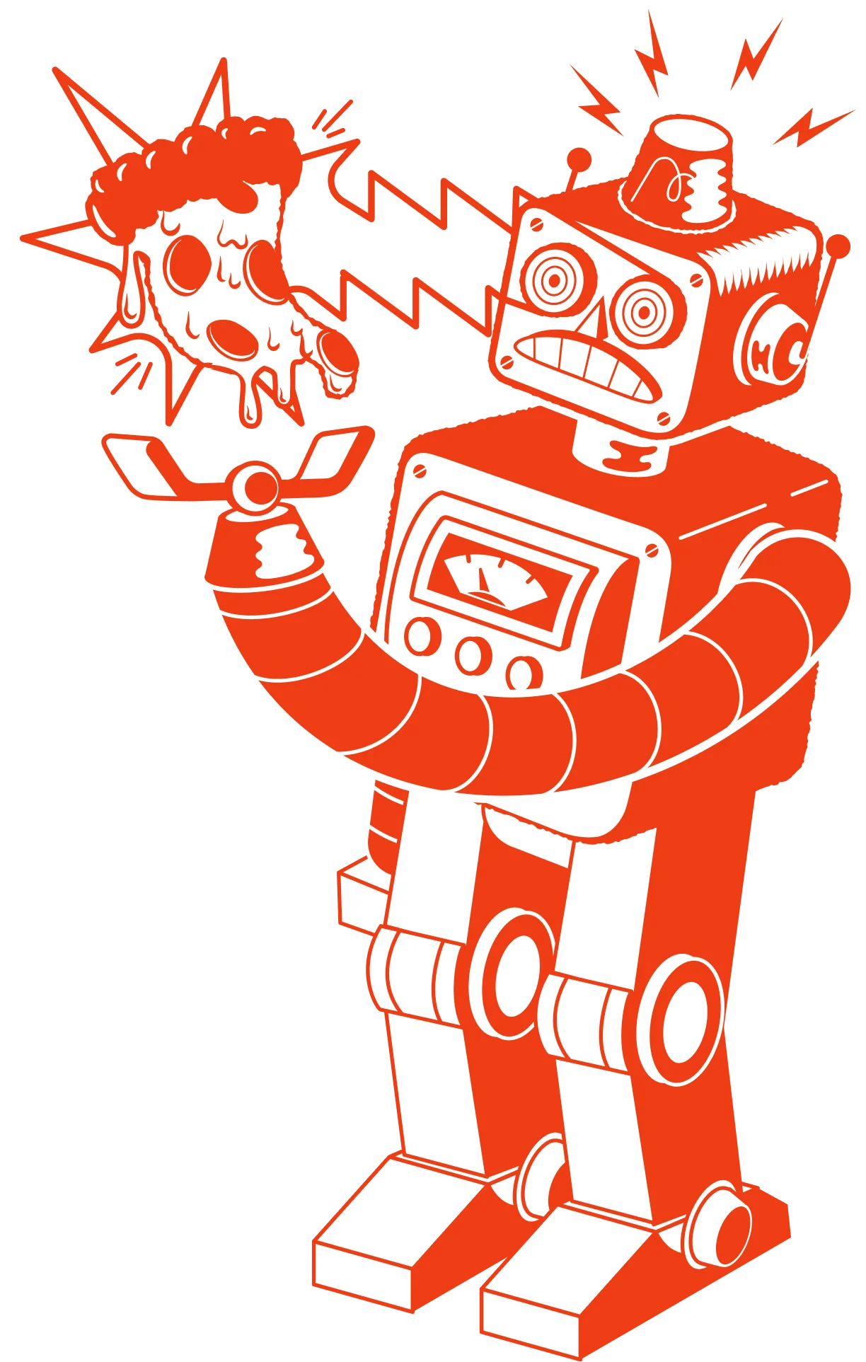 Robot Pizzabot con pizza
